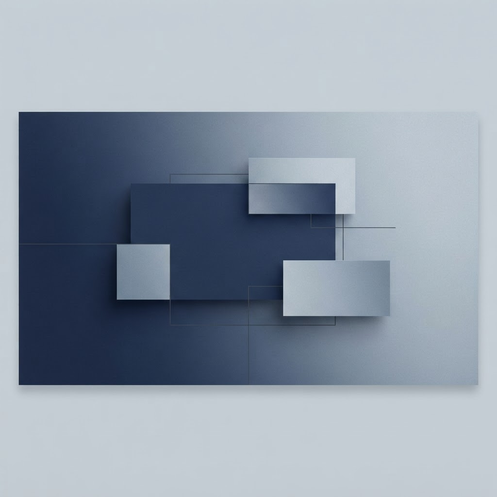 Composição gráfica abstrata em tons de azul representando divisão e estrutura patrimonial