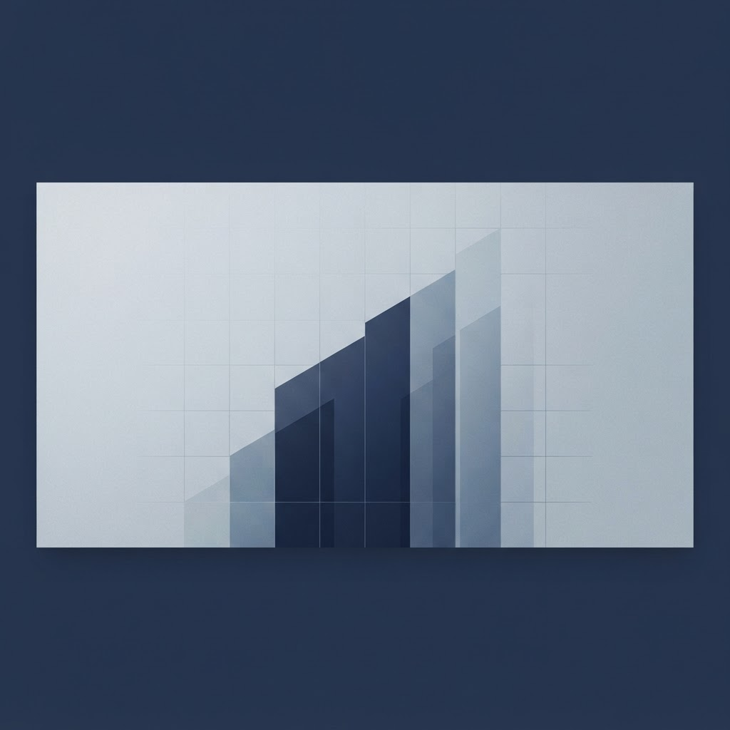 Composição gráfica abstrata em tons de azul representando contratos e finanças